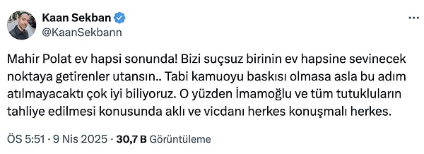Mahir Polat'ın ev hapsi şartıyla tahliyesi sosyal medya kullanıcılarını da sevindirdi