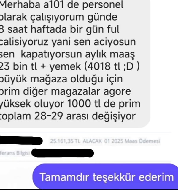 Bir market çalışanı;
