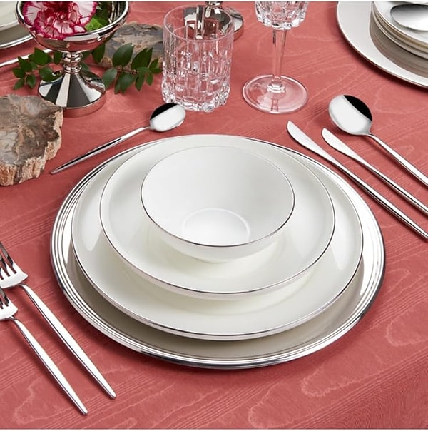 Jumbo Bright Platin 12 Kişilik 60 Parça Yemek Takımı