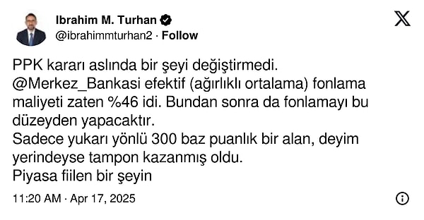 "PPK kararı aslında bir şeyi değiştirmedi." 👇
