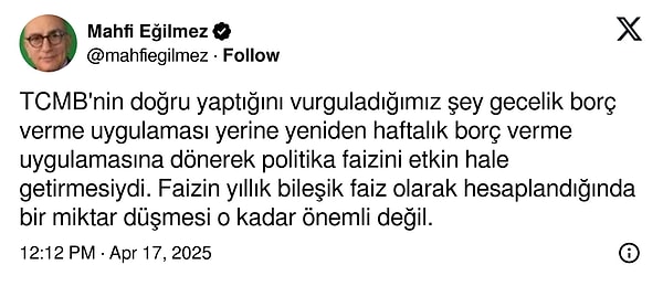 "TCMB'nin doğru yaptığını vurguladığımız şey..."