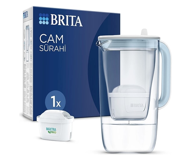 9. Hepsiburada günün indiriminde bugün! BRITA Filtreli Cam Su Arıtma Sürahisi 1x Maxtra Pro All-in-1 - Açık Mavi 2,5 lt