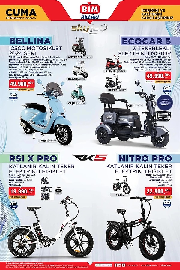 Bellina 125cc Motosiklet 2024 Seri 49.900 TL
