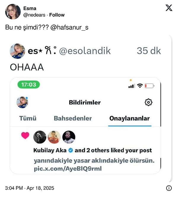 Hal böyle olunca Kubilay Aka'nın bu postu beğendiğini iddia eden editin sahibi ortaya bir bomba attı!