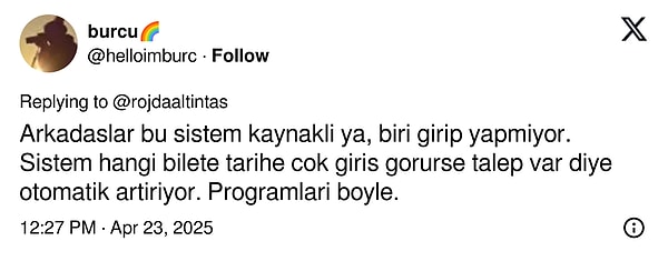 Öte yandan sosyal medyadaki bir paylaşım fiyatlardaki artışın normal ve sistemsel olduğunu ifade etti.