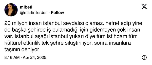 Her şeyin tek bir şehre toplanması da hatırlatıldı.