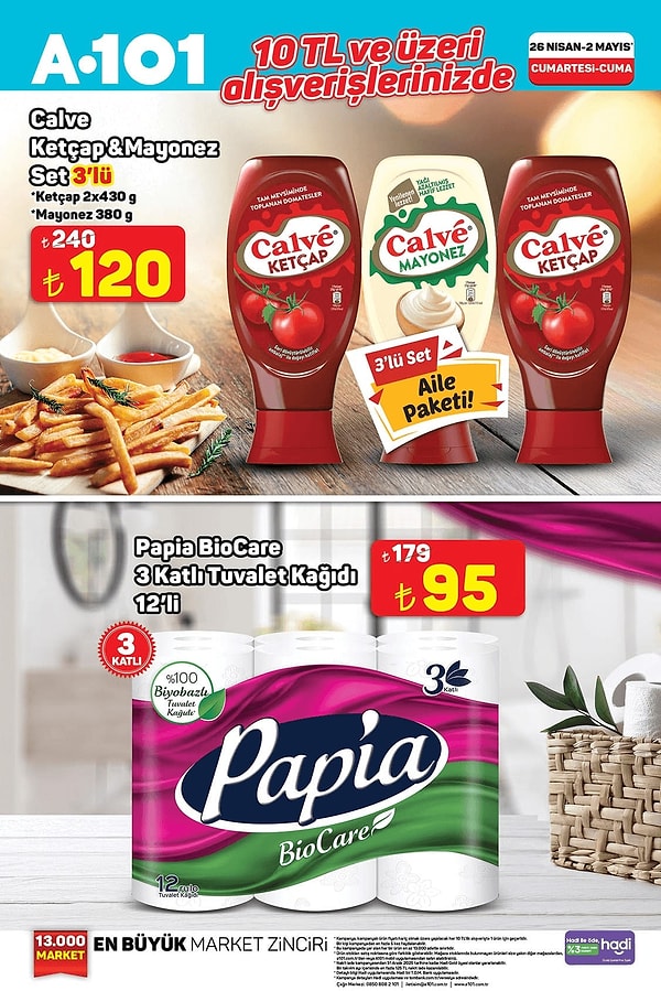 10 TL ve üstü alışverişlerde geçerli;