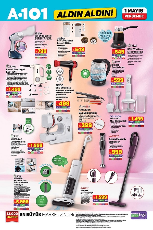 Sinbo Buharlı Kırışık Gidrici 799 TL
