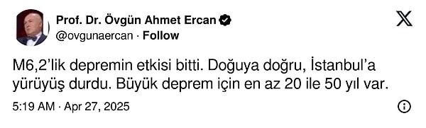 Övgün Ahmet Ercan’ın son paylaşımı 👇