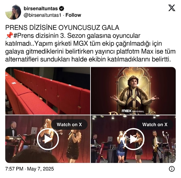 Birsen Altuntaş, yayın platformu Max'in tüm alternatiflerine rağmen Prens ekibinin katılmadığını açıkladı.