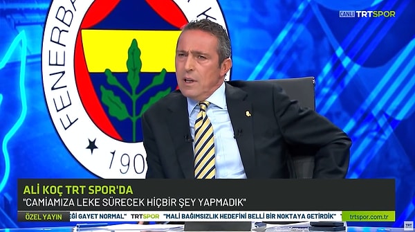 Fenerbahçe Başkanı Ali Koç, TRT Spor'da katıldığı programda çarpıcı açıklamalarda bulundu Görseli
