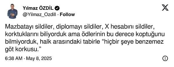 Gazeteci Yılmaz Özdil, Ekrem İmamoğlu’nun hesabının kapanmasına tepki gösterdi.
