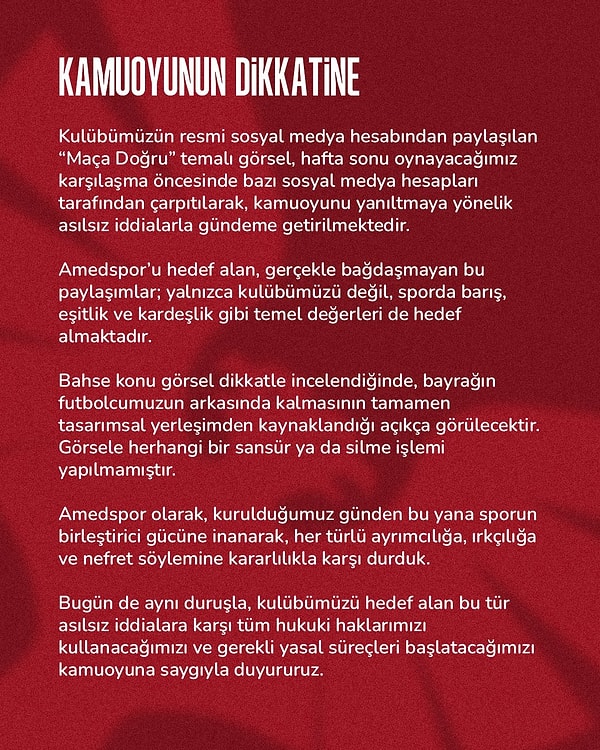 Amedspor'un açıklaması 👇
