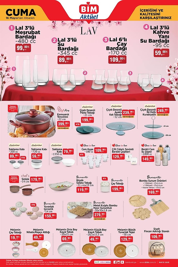 Lav Lal Meşrubat Bardağı 3'lü 99 TL
