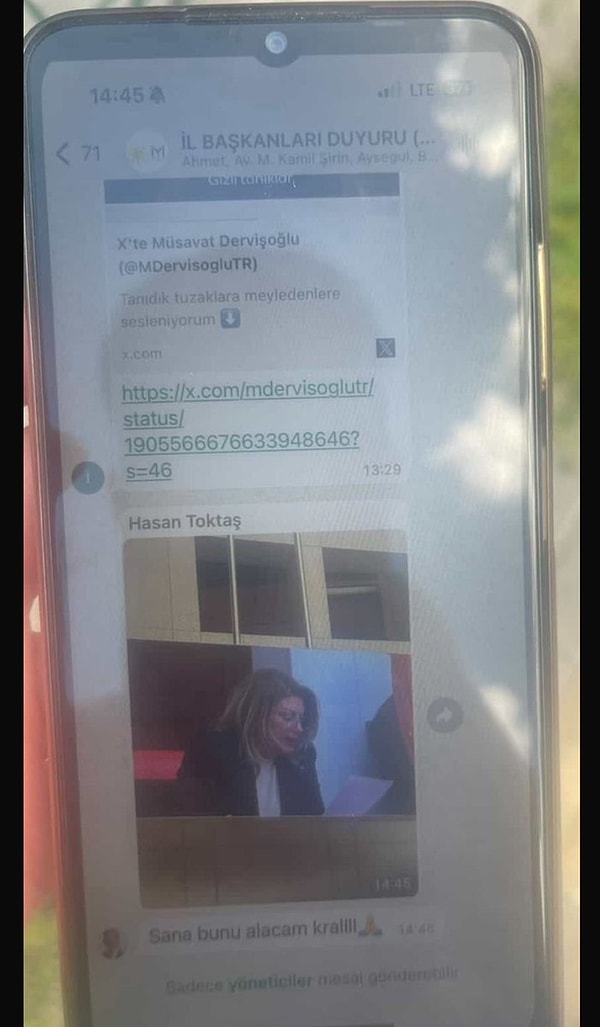 İYİ Parti’de il başkanlarının yer aldığı WhatsApp grubunda yapıldığı iddia edilen bir yazışma tepki çekti. Görseli