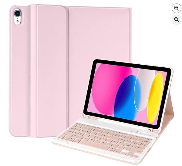 iPad 10.9 inç 2022 Uyumlu Bluetooth Klavyeli Kılıf – Pembe