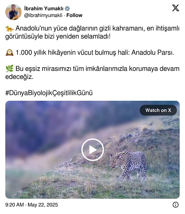 Bakan İbrahim Yumaklı'nın paylaşımı