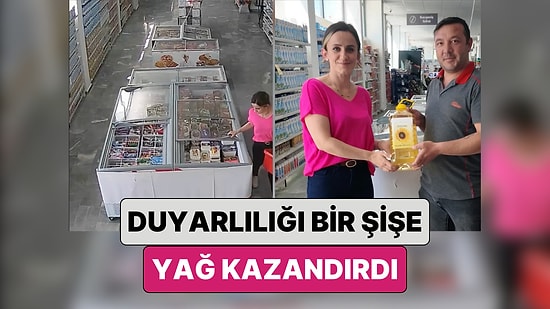 Akıma Bir Market de Katıldı: Açık Bırakılan Dolap Kapaklarını Kapatan Müşteriye Yağ Hediye Edildi