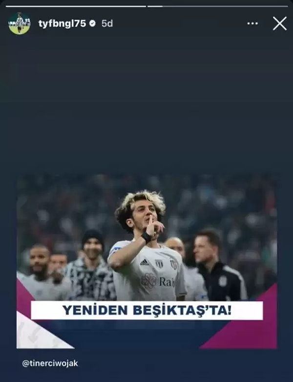 Tayfur Bingöl'ün Instagram'da story olarak yaptığı paylaşım: