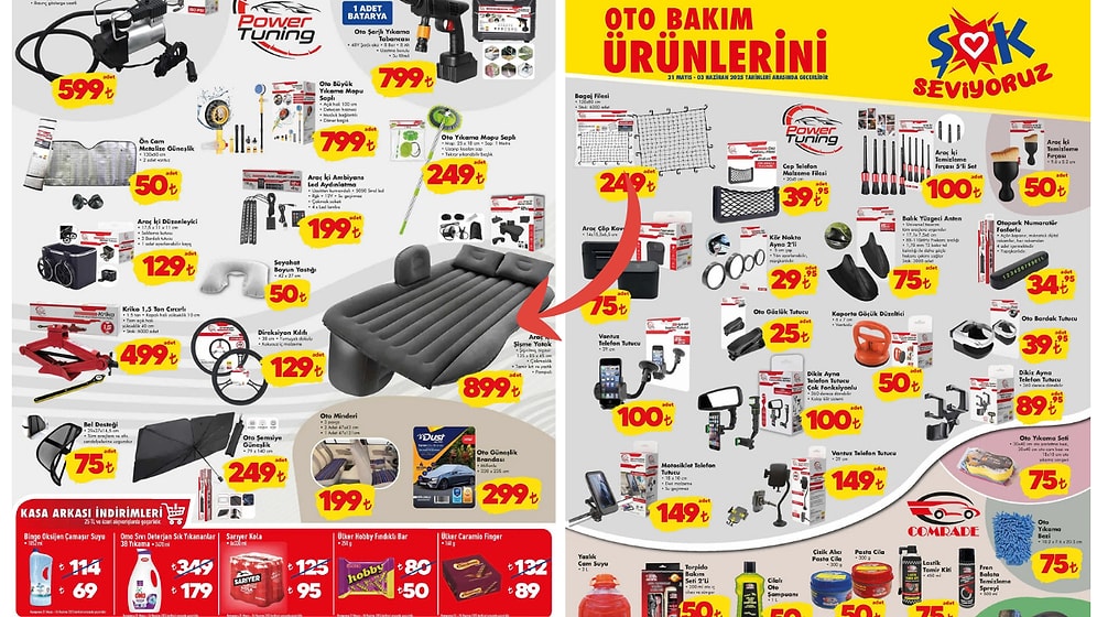 ŞOK'a Araç İçi Şişme Yatak Geliyor! 31 Mayıs 2025 ŞOK Aktüel Ürünler Kataloğu