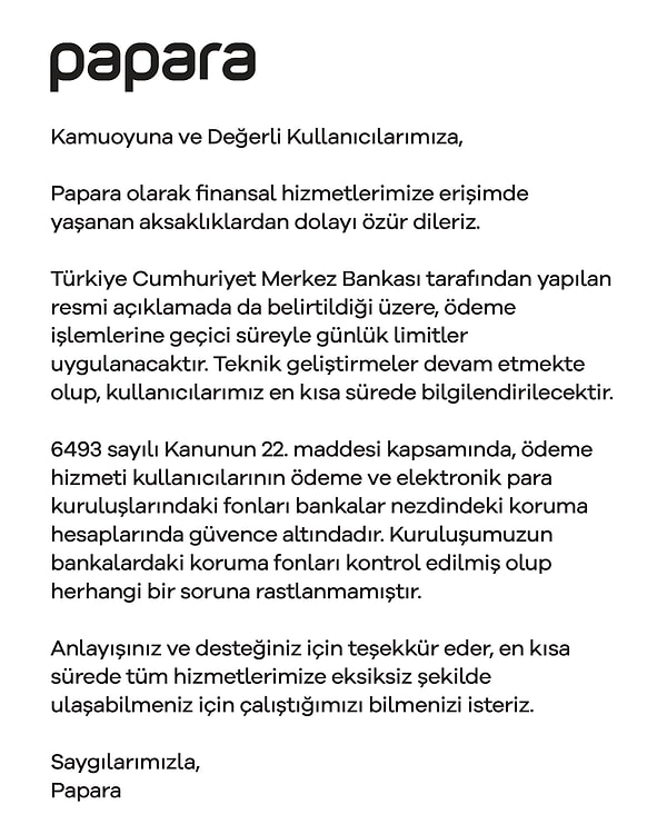 Kayyum atanan Papara’dan açıklama: Fonların akıbeti belli oldu Görseli