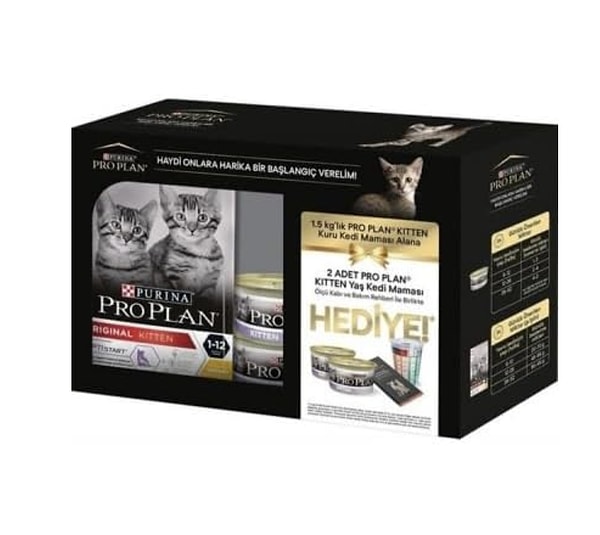 Pro Plan Yavru Kediler İçin Tavuk Etli Kuru Mama 1.5 Kg + Purina Pro Plan Yaş Yavru Kedi Maması 85 Gram