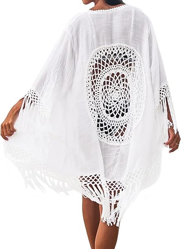 Bikini ya da mayonuzun üzerine giyebileceğiniz çok tatlı ve tarz bir kimono.