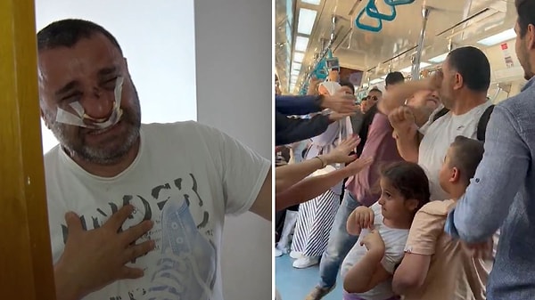 Marmaray'da geçtiğimiz hafta saat 16.45 sıralarında iki çocuğuyla yolculuk yapan 46 yaşındaki baba D.E., yer verme meselesi nedeniyle kadınla tartıştığı sırada iki erkek yolcunun yumruklu saldırısına uğramıştı.