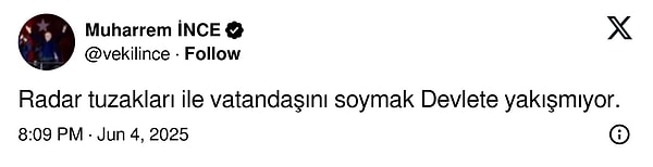 Muharrem İnce de tepkili.
