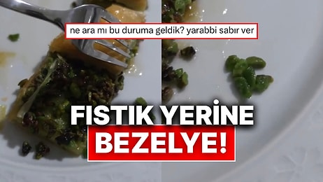 Bir Vatandaş Fıstıklı Baklavanın İçinden Çıkan Bezelyeleri Göstererek İsyan Etti