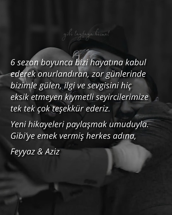 İşte Gibi'nin senaristlerinden gelen veda mesajı: