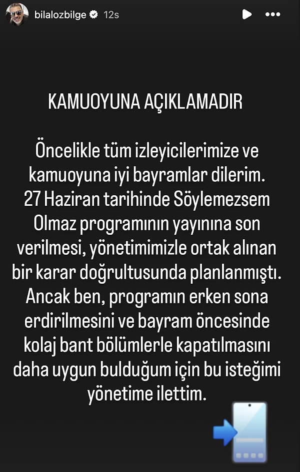 Bilal Özbilge'nin kamuoyu açıklamasını buradan okuyabilirsiniz: