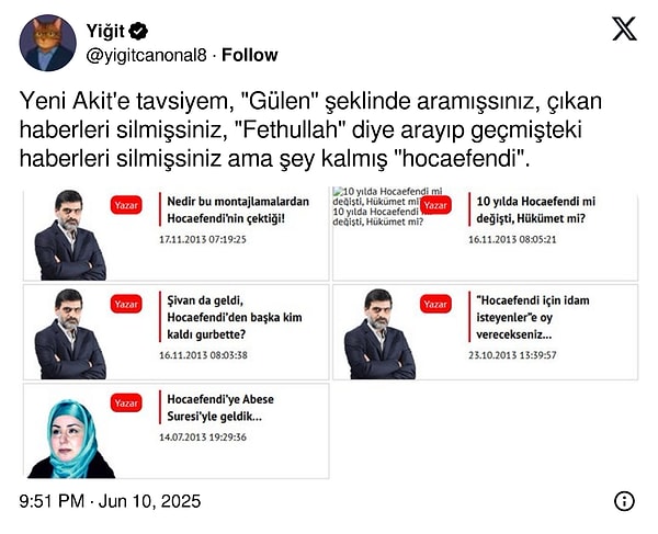 Ancak "hocaefendi" anahtar kelimesi unutuldu.