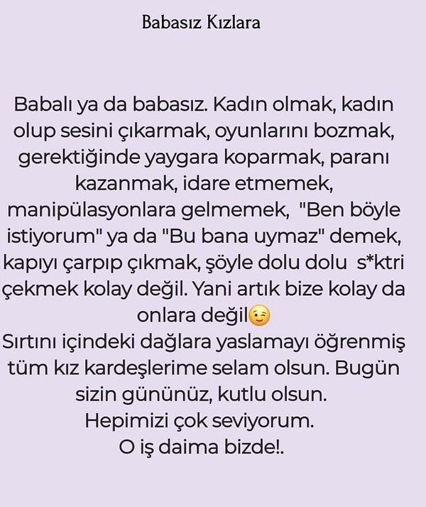 "Babalı ya da babasız."