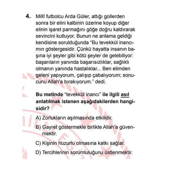 LGS’de çıkan Arda Güler sorusu Görseli