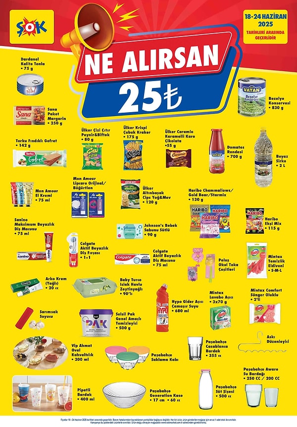 Şok ne alırsan 25 TL ürünleri