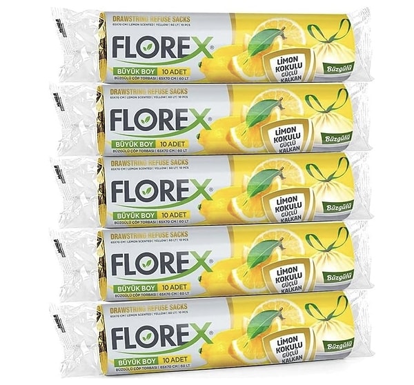 Florex Büzgülü Limon Kokulu Çöp Torbası Poşet