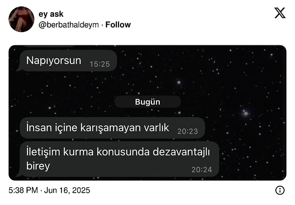 Bu biraz monolog olmuş...
