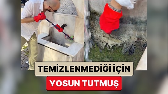 İzlerken İçiniz Rahatlayacak: Cem Özkök Bursa'da 40 Yıldır Temizlenmediği İçin Yosun Tutmuş Çeşmeyi Temizledi