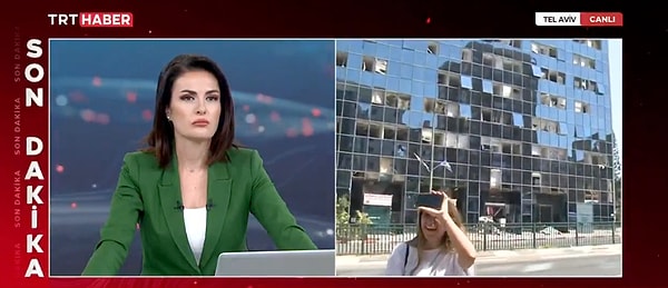 TRT Haber ekibi de olay yerinden canlı yayına bağlandı. Görseli
