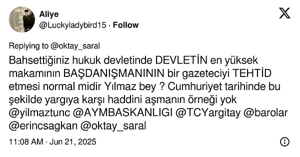 Saral'ın paylaşımına tepki geldi👇🏻