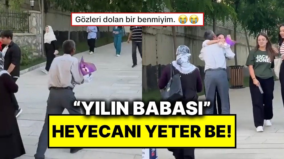 Elinde Çiçeklerle Kızının YKS’den Çıkmasını Bekleyen Koca Yürekli Baba!