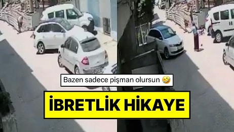 Park Etmekte Zorlanınca Yardım İstedi: Araca Binen Adam Duvara Çarptı