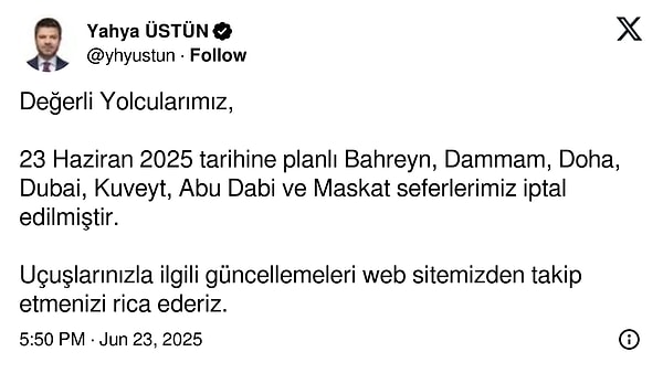 Yahya Üstün’ün paylaşımı 👇 Görseli