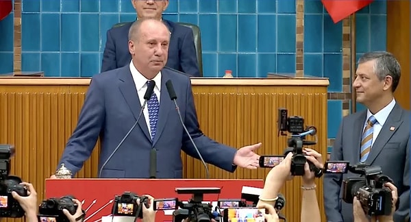 Özgür Özel'in ardından konuşan Muharrem İnce, şunları söyledi: Görseli