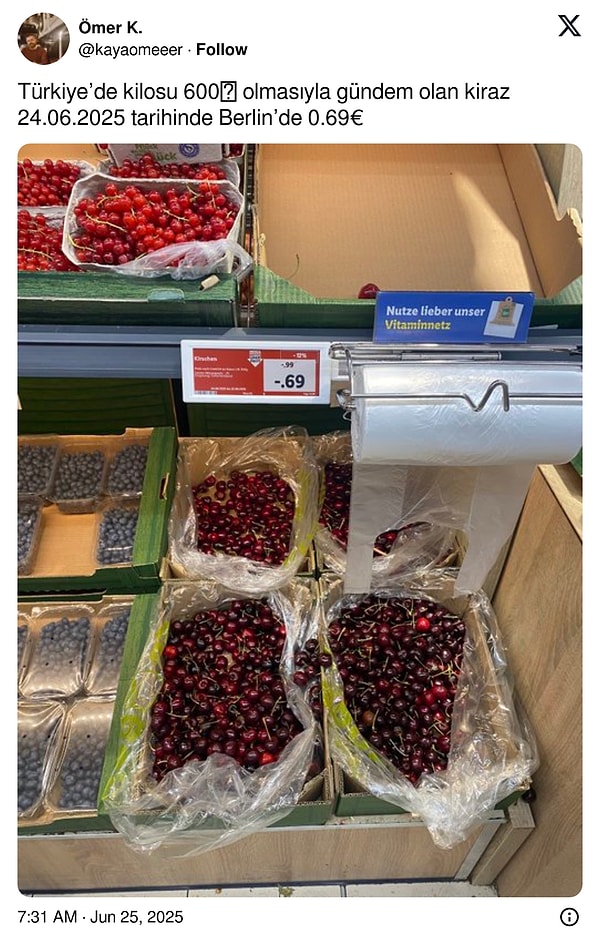 Almanya'da ise kilosu 7 euro civarında.