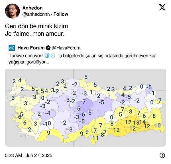 Soğuklara özlem duyanlar da var...