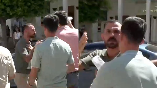 Adana Büyükşehir Belediyesi önünde yayın yapan A Haber'e tepki gösterildi.