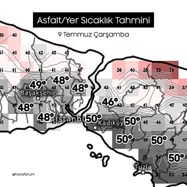 İstanbul'da asfalt sıcaklığı 50 dereceye kadar yükselecek.