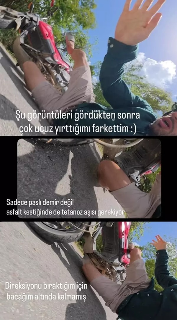 Youtuber Mert Öztürk, tek elle motosiklet kullandığı sırada kaza geçirerek yerde sürüklendi.